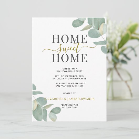 ユーカリプタスホームスイートホーム引っ越し祝いパーティーパーティー 招待状 (スタンド正面)