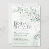 ユーカリプタスボタニカルセージグリーンブライダルシャワー 招待状 (正面)