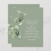 ユーカリプタスボタニカルセージグリーン結婚式招待状 (正面/裏面)