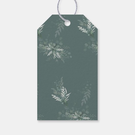 ユーカリプタスボタニカルセージ結婚グリーンの感謝 ギフトタグ (裏面)