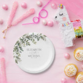 ユーカリプタスボタニカルセージ結婚グリーン紙プラット ペーパープレート (パーティー)