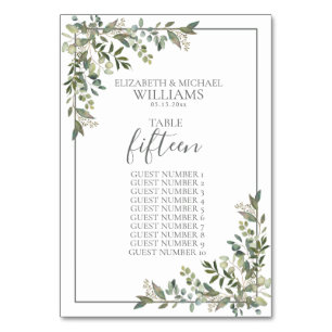 ユーカリプタスボタニカルセージ緑のゲスト名 テーブルナンバー