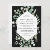 ユーカリプタスボタニカルブラックシック結婚式招待状 招待状 (正面)