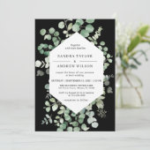 ユーカリプタスボタニカルブラックシック結婚式招待状 招待状 (スタンド正面)