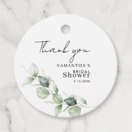 ユーカリプタスボタニカルミニマリストブライダルシャワー フェイバータグ