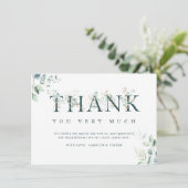 ユーカリプタスボタニカルレターグリーン&ホワイト サンキューカード (スタンド正面)
