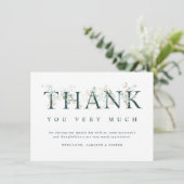 ユーカリプタスボタニカルレターグリーン&ホワイト サンキューカード (スタンド正面)