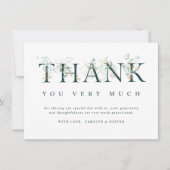 ユーカリプタスボタニカルレターグリーン&ホワイト サンキューカード (正面)