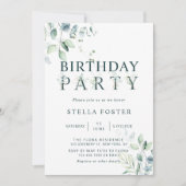 ユーカリプタスボタニカルレターバースデーパーティー 招待状 (正面)