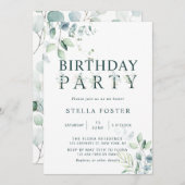 ユーカリプタスボタニカルレターバースデーパーティー 招待状 (正面/裏面)