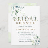 ユーカリプタスボタニカルレター金ゴールドブライダルシャワー 招待状 (正面/裏面)