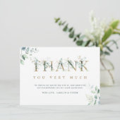 ユーカリプタスボタニカルレター金ゴールド&グリーン サンキューカード (スタンド正面)