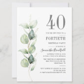 ユーカリプタスボタニカル40歳の誕生日パーティー 招待状 (正面)