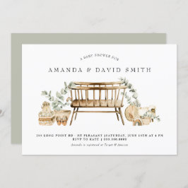 ユーカリプタスボヘミアンベビーシャワーセージグリーン  招待状