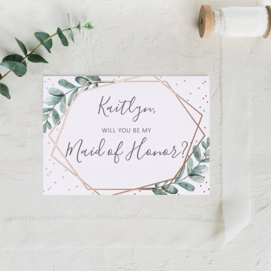 ユーカリプタスメイド・オブ・オーナー（花嫁付き添い人）の幾何学 箔招待状