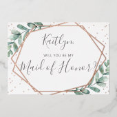ユーカリプタスメイド・オブ・オーナー（花嫁付き添い人）の幾何学 箔招待状 (正面)