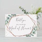 ユーカリプタスメイド・オブ・オーナー（花嫁付き添い人）の幾何学 箔招待状 (立ち正面)