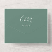 ユーカリプタスモダングリーンシグネチャー結婚スクリプト オールインワン招待状 (裏面)