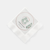 ユーカリプタスモ結婚ノグラムのナプキン 縁ありカクテルナプキン (角)