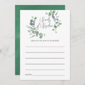 ユーカリプタスラベンダーグリーンリーベビーシャワーアドバイス アドバイスカード (正面/裏面)