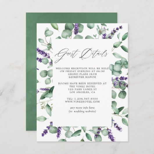 ユーカリプタスラベンダーグ結婚リーズゲスト詳細 エンクロージャーカード (正面/裏面)