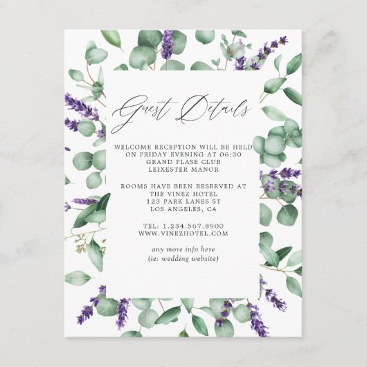 ユーカリプタスラベンダーグ結婚リーズゲスト詳細 エンクロージャーカード (正面)