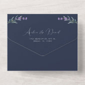 ユーカリプタスラベンダースクリプトQRコード春の結婚式 オールインワン招待状 (裏面)