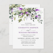 ユーカリプタスラベンダーフローラ結婚式招待状カード ポストカード (正面/裏面)