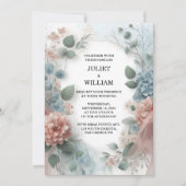 ユーカリプタスレーストゥルパステルダスティブルー結婚ズ 招待状 (正面)