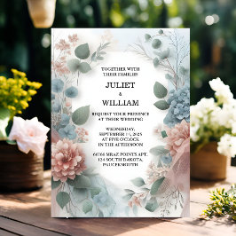 ユーカリプタスレーストゥルパステルダスティブルー結婚ズ 招待状