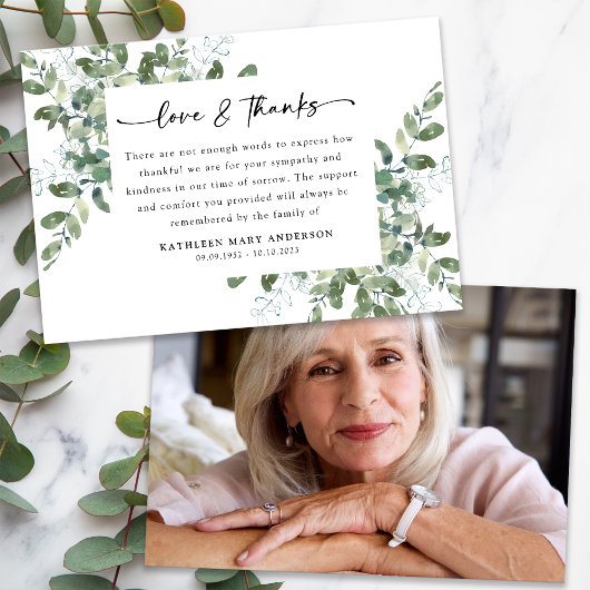 ユーカリプタス写真葬式 サンキューカード