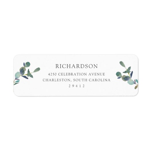 ユーカリプタス岬 |シンプル水の色結婚の ラベル (正面)