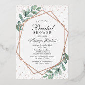 ユーカリプタス幾何ブライダルシャワー実在 箔招待状 (正面)