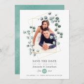 ユーカリプタス幾何結婚写真 セーブザデート (正面/裏面)