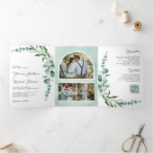 ユーカリプタス支店フォトコラージュQRコード結婚ズ 三つ折り招待状 (内部)