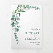 ユーカリプタス支店フォトコラージュQRコード結婚ズ 三つ折り招待状 (カバー)