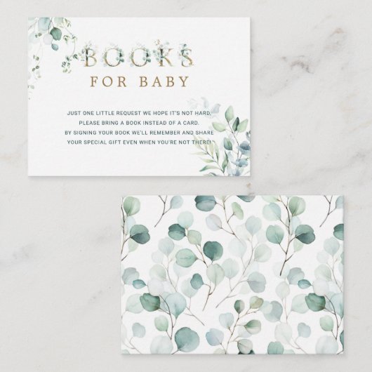 ユーカリプタス植物学金ゴールド手紙のリクエスト エンクロージャーカード (正面/裏面)