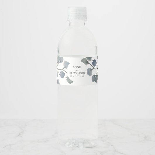 ユーカリプタス植物水彩 ペットボトルラベル (正面)