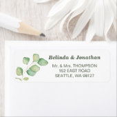 ユーカリプタス水のカラーミニマル結婚リストの住所 ラベル (インサイチュ)