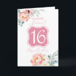 ユーカリプタス牡丹と甘い16誕生日カード カード<br><div class="desc">16エレガント歳の誕生日に1枚。名シンプル前とメッセージカスタマイズを含むデザイン。</div>