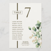 ユーカリプタス結婚グリーンのテーブル座席表カード (裏面)