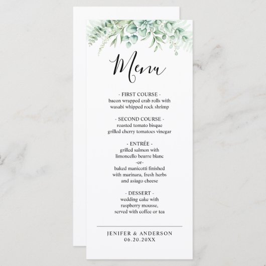 ユーカリプタス結婚グリーンリーのメニュー メニュー (正面/裏面)