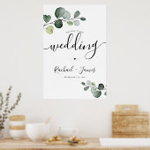 ユーカリプタス結婚グリーンリーウェルカム徴候 ポスター (キッチン)