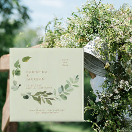 ユーカリプタス結婚セージのスクエア日付を保存 マグネット