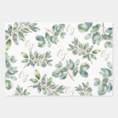 ユーカリプタス結婚ボタニカルブライダルシャワー ラッピングペーパーシート (正面3)