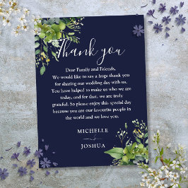 ユーカリプタス緑のネイビー結婚ブルーサンキュー プレイスカード
