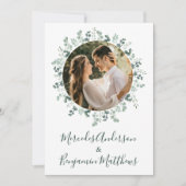 ユーカリプタス緑の写真植物学結婚院 招待状 (正面)