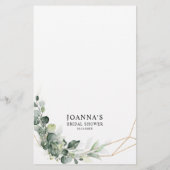 ユーカリプタス緑の幾何学的ブライダルシャワーゲーム (裏面)