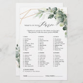 ユーカリプタス緑の幾何学的ブライダルシャワーゲーム (正面/裏面)