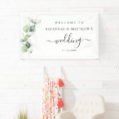 ユーカリプタス緑の植物文字結婚の 横断幕 (インサイチュ)